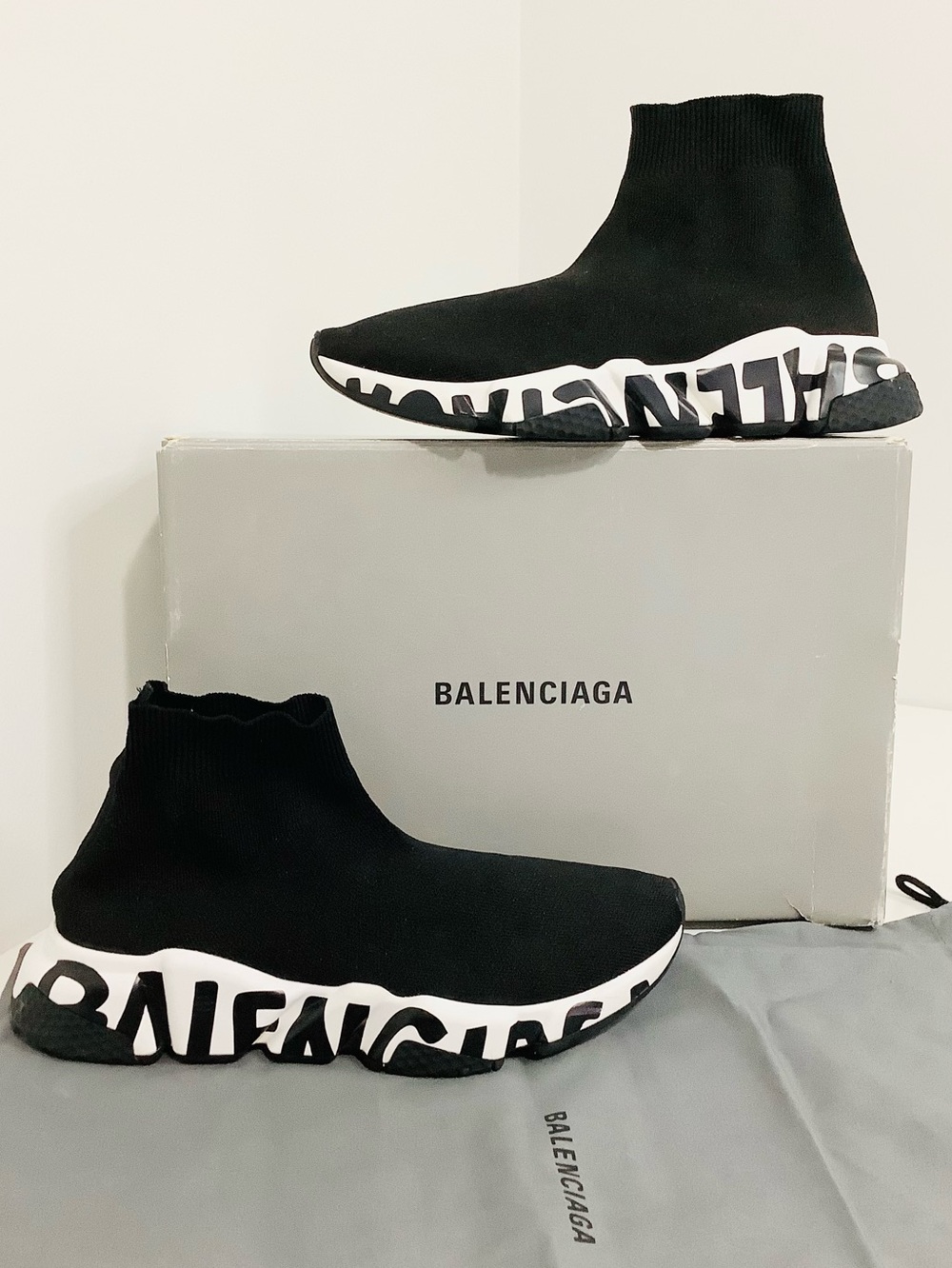 Balenciaga Authentic Speed LT Graffiti Knit Fabric Sneaker